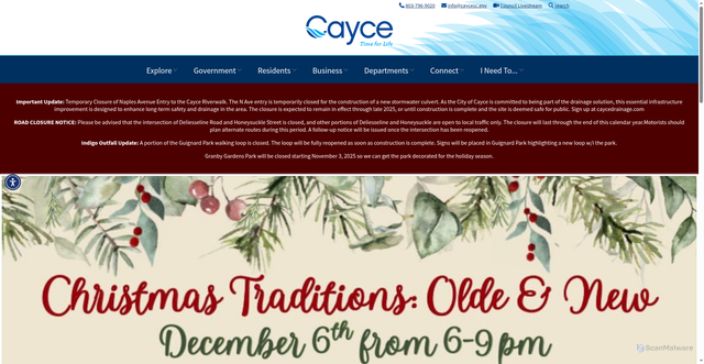 Security scan screenshot of https://cityofcayce-sc.gov/