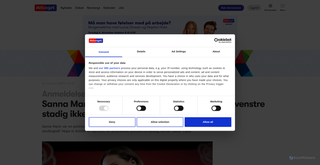 Security scan screenshot of https://www.altinget.dk/artikel/5-aer-finsk-eks-politikers-historie-rummer-en-vigtig-lektie-for-centrumvenstre