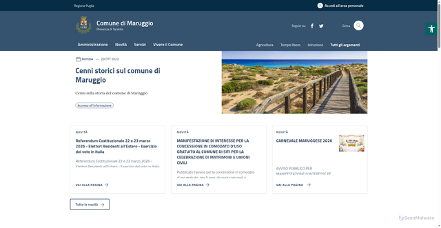 Security scan screenshot of https://comune.maruggio.ta.it/