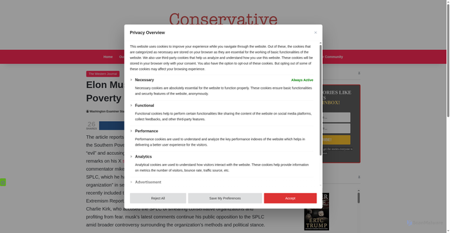 Security scan screenshot of https://www.conservativenewsdaily.net/breaking-news/elon-musk-calls-for-the-southern-poverty-law-center-to-be-shut-down/