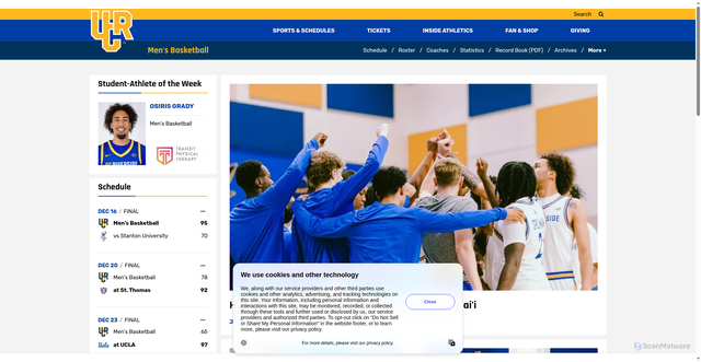 Security scan screenshot of https://gohighlanders.com/sports/mens-basketball