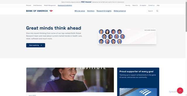 Security scan screenshot of https://bankofamerica-uscom.vercel.app/businesses-and-institutions