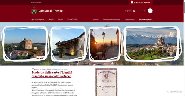 Security scan screenshot of https://www.comune.treville.al.it/