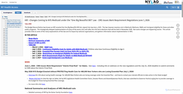Security scan screenshot of https://nyhealthaccess.org/news/100/