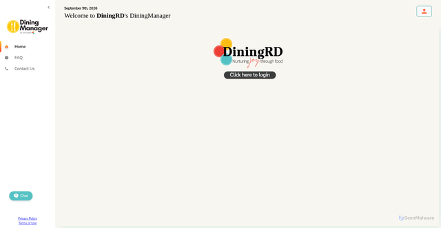 Security scan screenshot of https://app.diningmanager.com