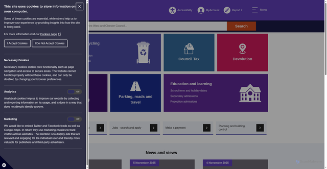 Security scan screenshot of https://www.cheshirewestandchester.gov.uk/