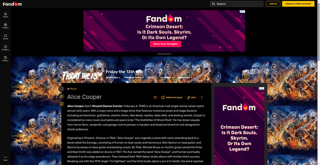 Security scan screenshot of https://fridaythe13th.fandom.com/wiki/Alice_Cooper