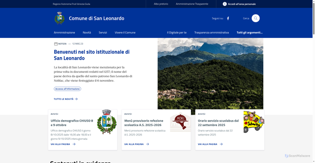 Security scan screenshot of https://www.comune.sanleonardo.ud.it/