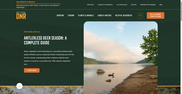 Security scan screenshot of https://wvdnr.gov/