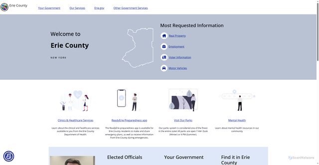 Security scan screenshot of https://www3.erie.gov