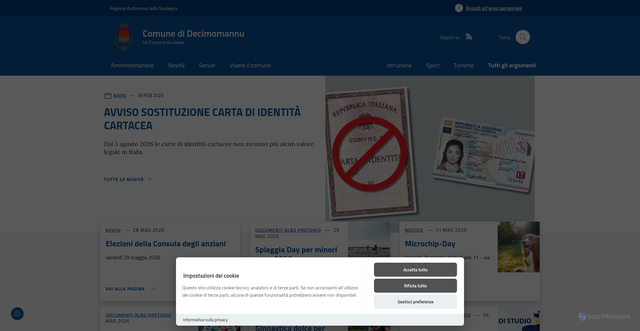 Security scan screenshot of https://www.comune.decimomannu.ca.it