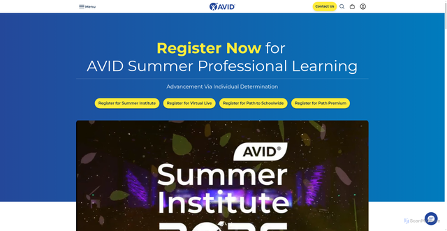 Security scan screenshot of https://www.avid.org