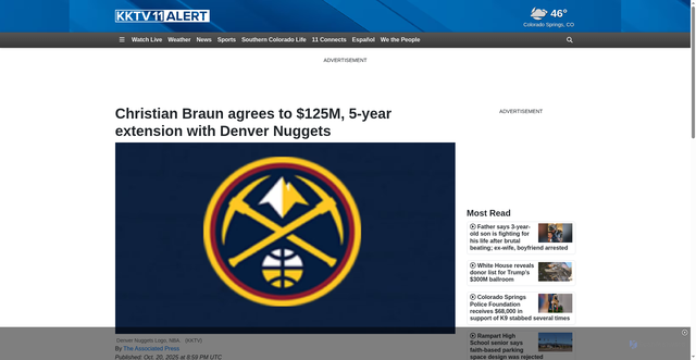 Security scan screenshot of https://www.kktv.com/2025/10/20/christian-braun-agrees-125m-5-year-extension-with-denver-nuggets/