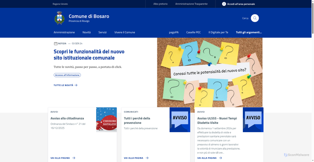 Security scan screenshot of https://www.comune.bosaro.ro.it/