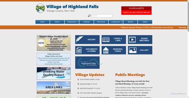 Security scan screenshot of https://www.highlandfallsny.org/