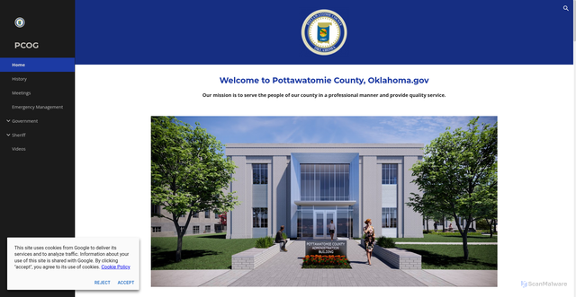 Security scan screenshot of https://www.pottawatomiecountyok.gov/