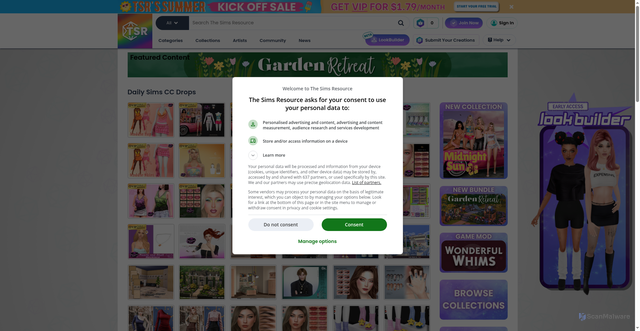 Security scan screenshot of https://thesimsresource.com