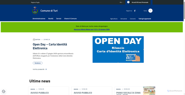 Security scan screenshot of https://www.comune.turi.ba.it