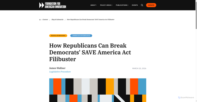 Security scan screenshot of https://www.thefai.org/posts/how-republicans-can-break-democrats-save-america-act-filibuster