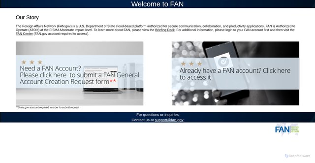 Security scan screenshot of https://fan.gov/