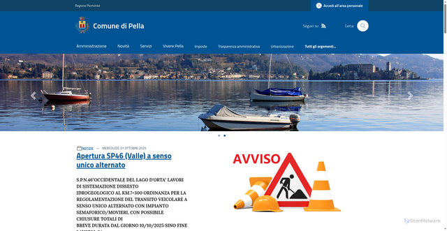 Security scan screenshot of https://www.comune.pella.no.it/
