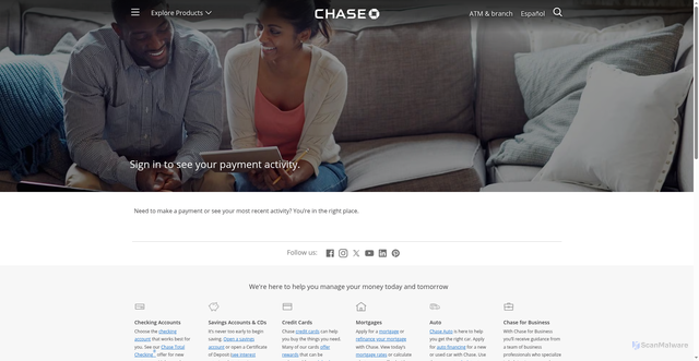 Security scan screenshot of https://www.chase.com/personal/mobile-online-banking/payment-activity?accountId=291793904