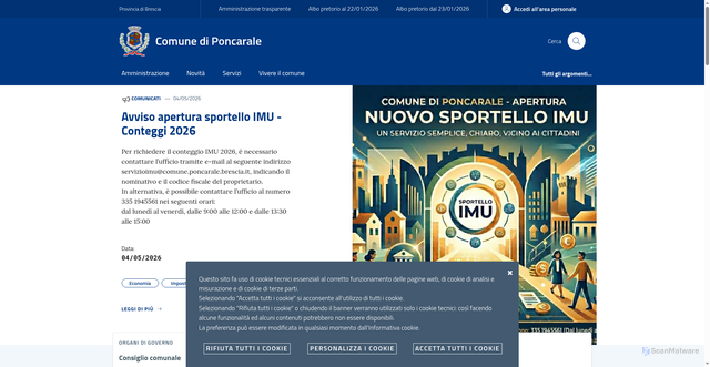 Security scan screenshot of https://www.comune.poncarale.brescia.it