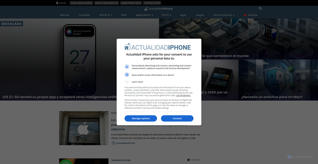 Security scan screenshot of https://www.actualidadiphone.com