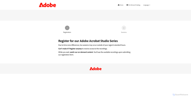 Security scan screenshot of https://events.adobeforbusiness.com/acrobatstudioseries/form?ref=431