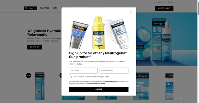 Security scan screenshot of https://neutrogena.com