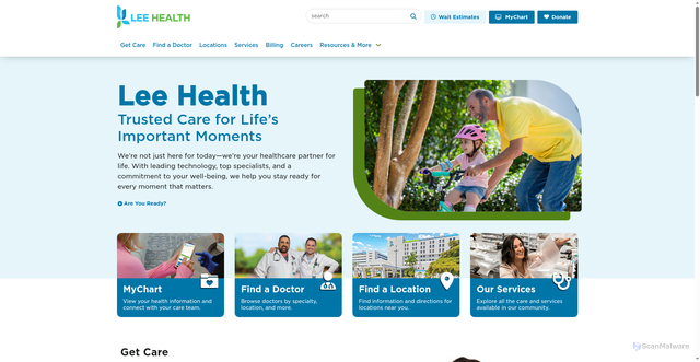 Security scan screenshot of https://www.leehealth.org/