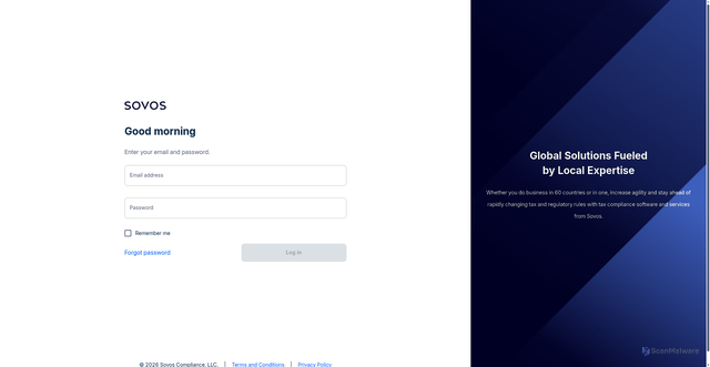 Security scan screenshot of https://account.sovos.com