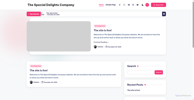 Security scan screenshot of http://special-delights.com/