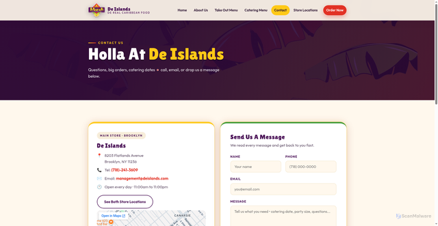 Security scan screenshot of https://deislands.pages.dev/contact.html