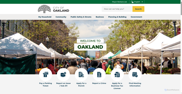 Security scan screenshot of https://www.oaklandca.gov/