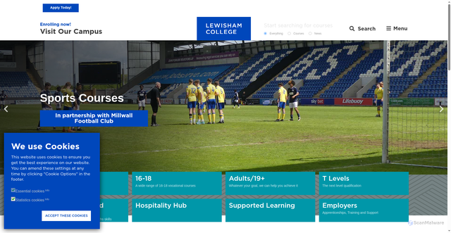 Security scan screenshot of https://www.lewisham.ac.uk/