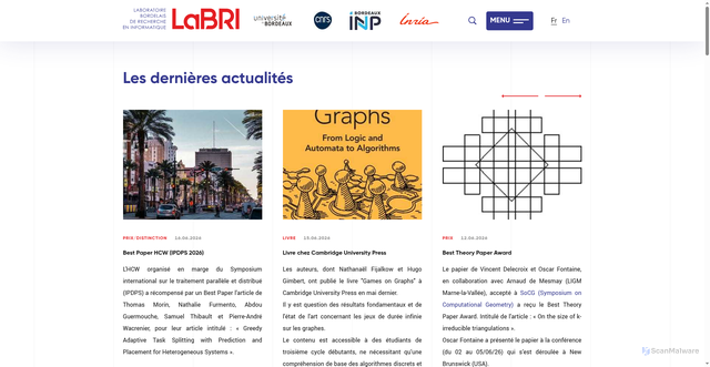 Security scan screenshot of https://www.labri.fr