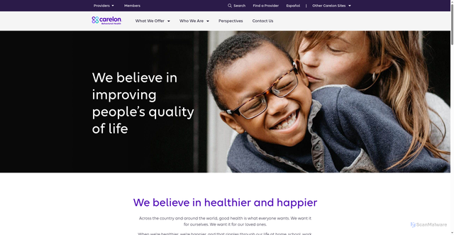 Security scan screenshot of https://www.carelonbehavioralhealth.com