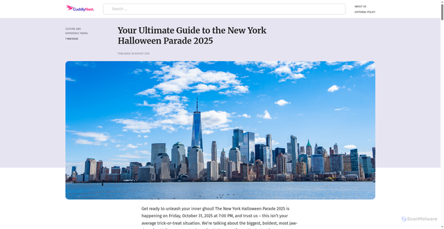Security scan screenshot of https://www.cuddlynest.com/blog/new-york-halloween-parade/