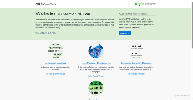 Security scan screenshot of https://cfpb.github.io/