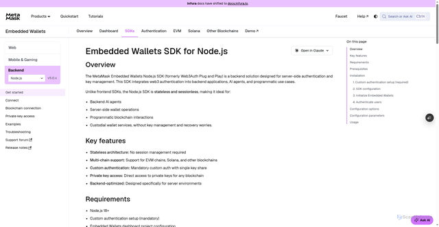 Security scan screenshot of https://metamask-docs-75mpj2s96-consensys-ddffed67.vercel.app/embedded-wallets/sdk/node