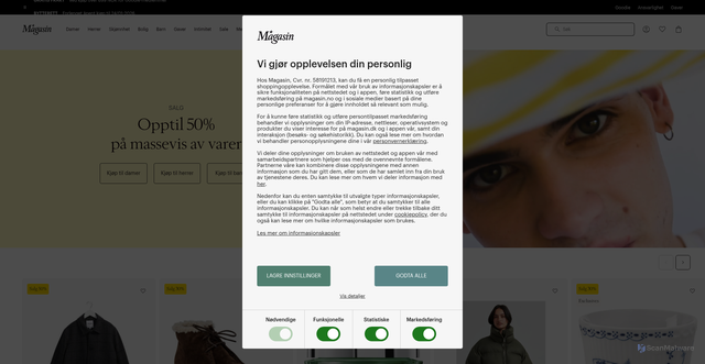 Security scan screenshot of https://magasin.no