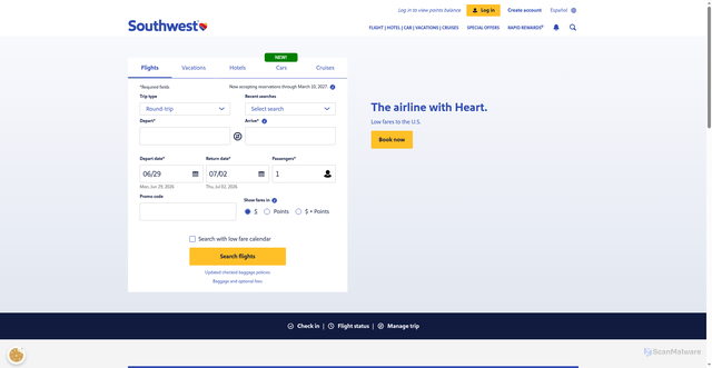 Security scan screenshot of https://southwest.app.link