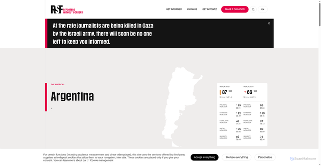 Security scan screenshot of https://rsf.org/en/country/argentina