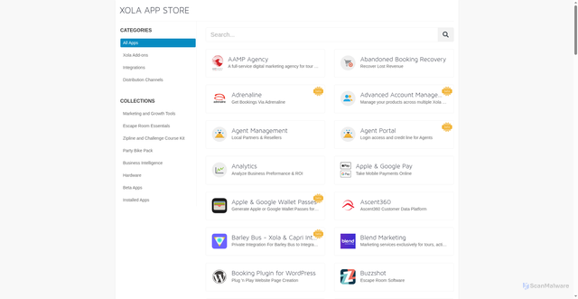 Security scan screenshot of https://elrond.xola.com