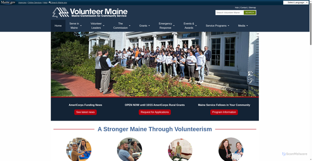 Security scan screenshot of https://volunteermaine.gov/