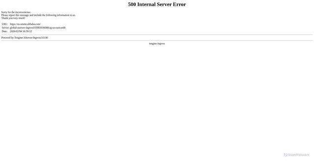 Security scan screenshot of https://us-ummt.alibaba.com