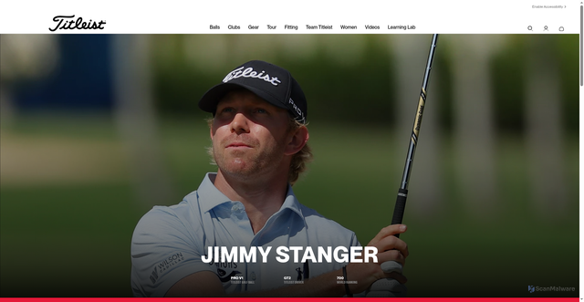 Security scan screenshot of https://www.titleist.com/tour/3204/jimmy-stanger?srsltid=AfmBOoqYvX0W11oNtD6NpnQvvhGp43s1JdB0CiFQDCPu9Y9iLsNas85F