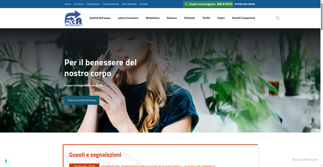 Security scan screenshot of https://www.acquedottosca.it
