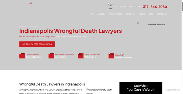 Security scan screenshot of https://www.protectyourrights.com/indianapolis-personal-injury-lawyer/wrongful-death/